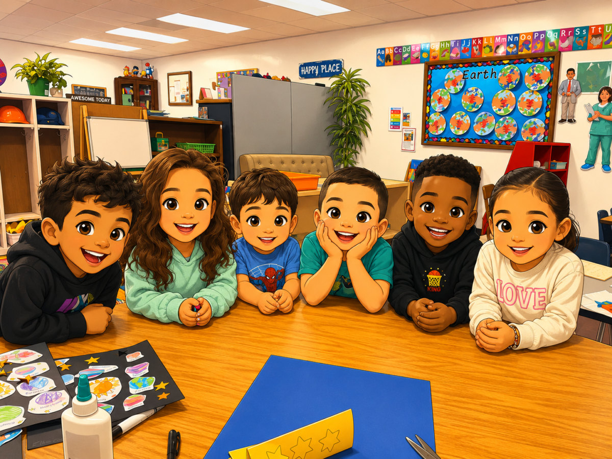 Mrs. Rosa with her students